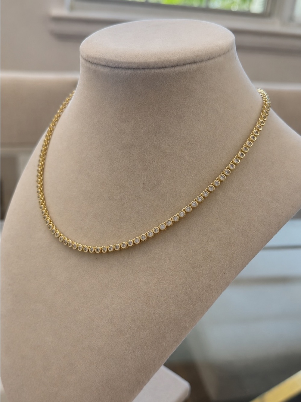 Adina Eden Gold Crystal Tennis Necklace